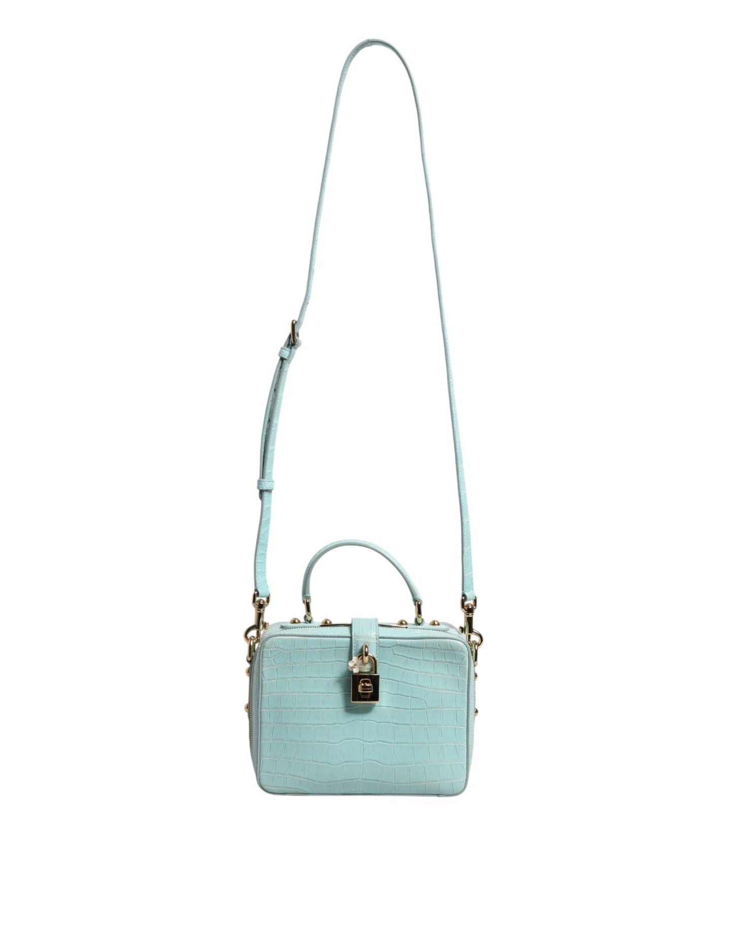 Dolce & Gabbana Mint Green Embossed Leather Padlock Shoulder Bag