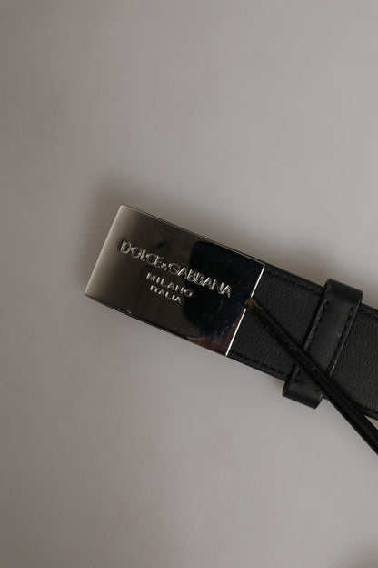 Dolce & Gabbana Black Leather Classic Metal Logo Buckle Belt
