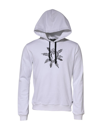Dolce & Gabbana White Sacred Heart Hooded Sweatshirt Sweater