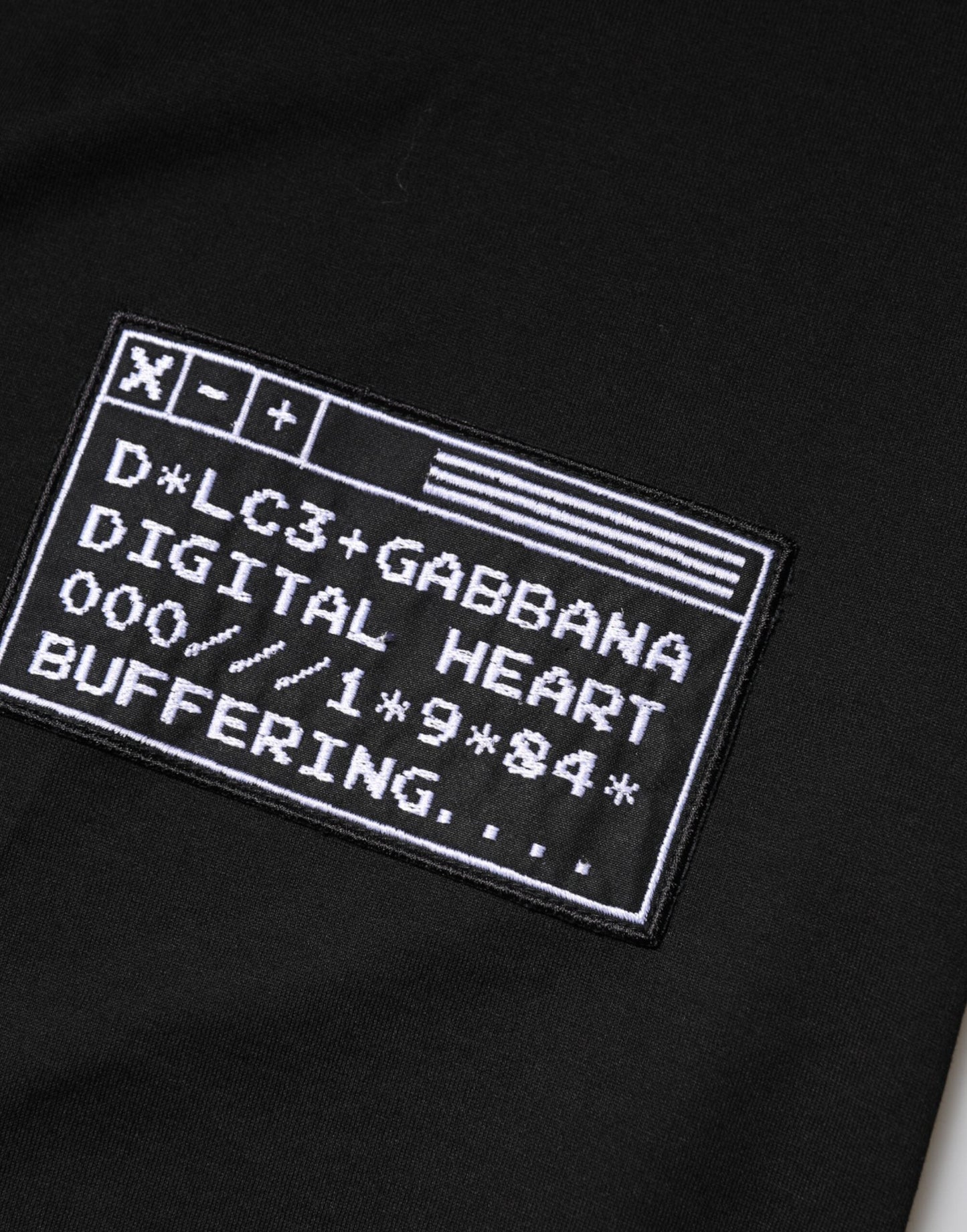 Dolce & Gabbana Black Logo Patch Cotton Crew Neck T-shirt