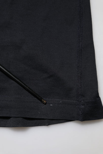 Dolce & Gabbana Dark Blue Logo Plaque Cotton Crewneck T-shirt