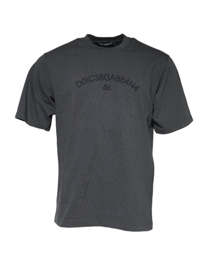 Dolce & Gabbana Gray Logo Graphic Cotton Crew Neck T-shirt