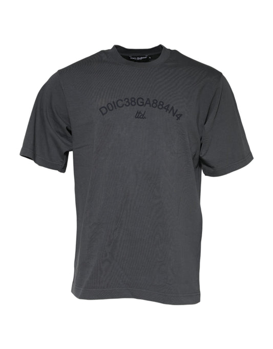 Dolce & Gabbana Gray Logo Graphic Cotton Crew Neck T-shirt