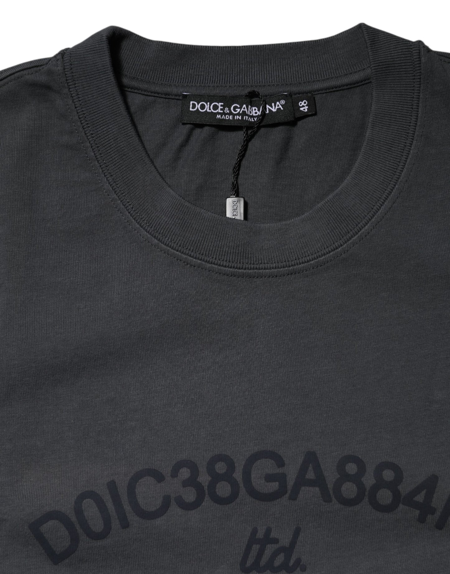 Dolce & Gabbana Gray Logo Graphic Cotton Crew Neck T-shirt