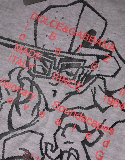 Dolce & Gabbana Gray Graphic Print Cotton Crew Neck T-shirt