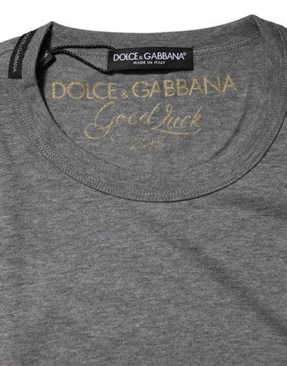 Dolce & Gabbana Gray Cotton Crew Neck Short Sleeves T-shirt