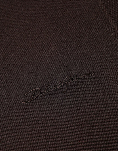 Dolce & Gabbana Brown Silk Crew Neck Short Sleeves T-shirt
