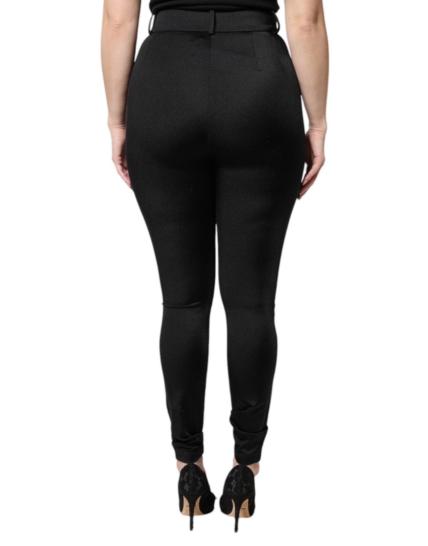 Dolce & Gabbana Black Nylon Leggings Stretch Pants