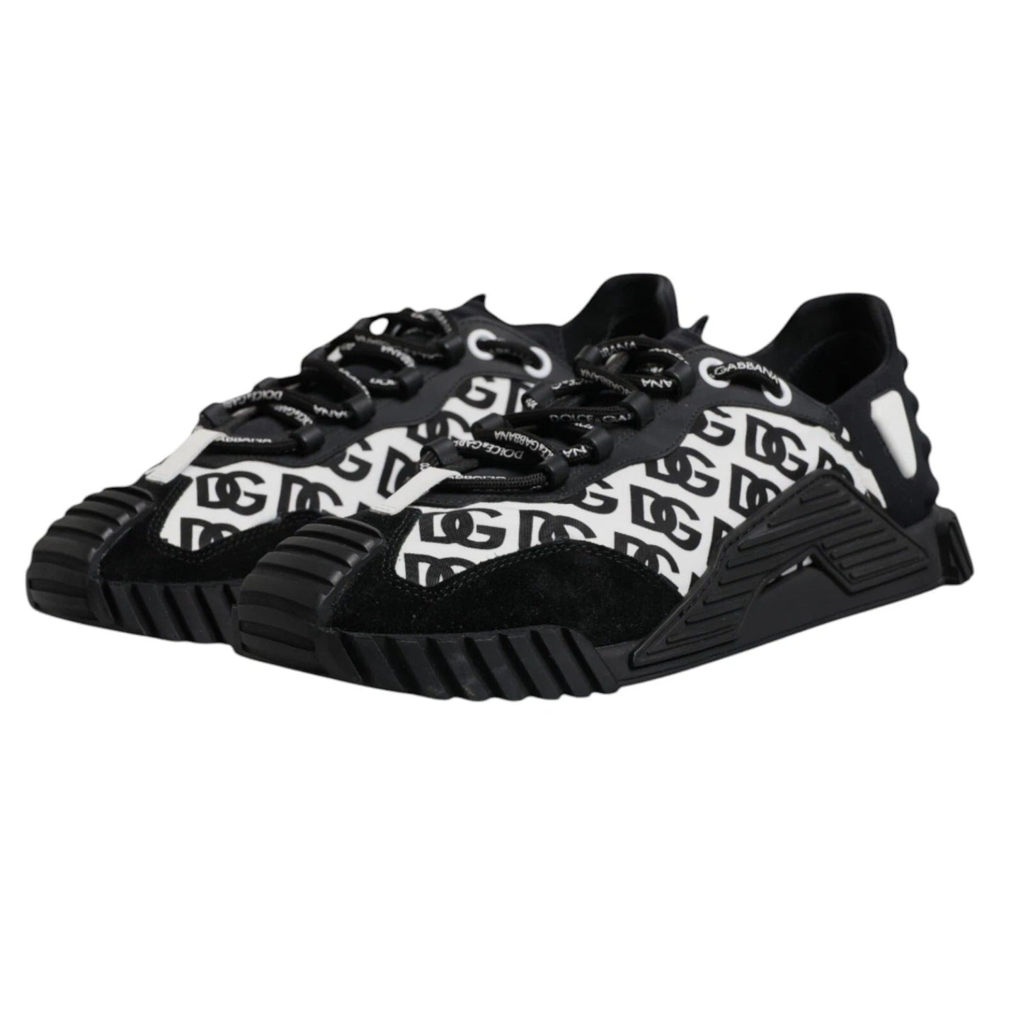 Dolce & Gabbana Black Logo Lace Up Low Top NS1 Sneakers