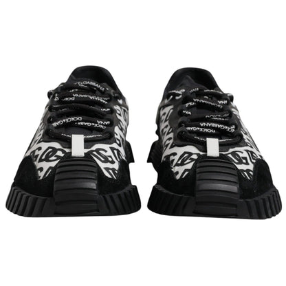 Dolce & Gabbana Black Logo Lace Up Low Top NS1 Sneakers
