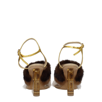 Fendi Brown Mink Strap-Ons Sandals