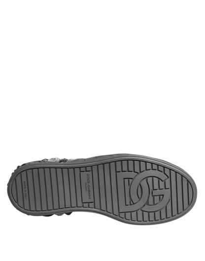 Dolce & Gabbana White Crystal Logo Portofino Sneakers Shoes