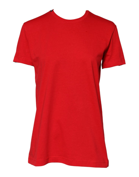 Dolce & Gabbana Red Plain Short Sleeves Crew Neck Top T-shirt