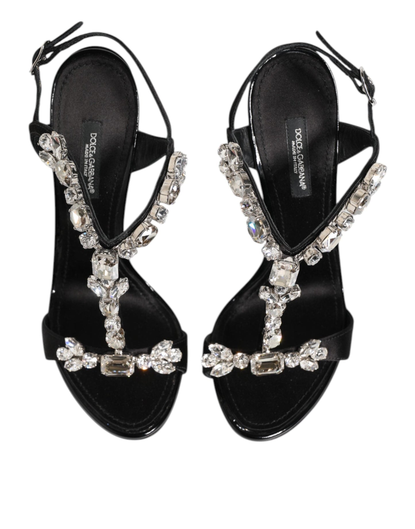 Dolce & Gabbana Black Keira Crystals Heels Sandals Shoes