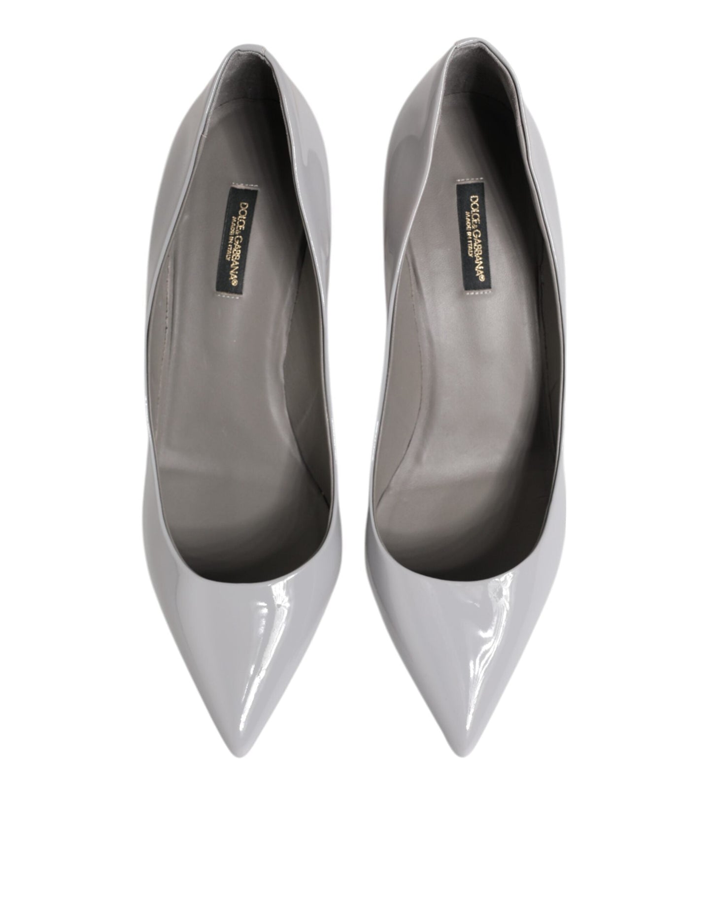Dolce & Gabbana Light Gray Leather Kitten Heels Pumps Shoes