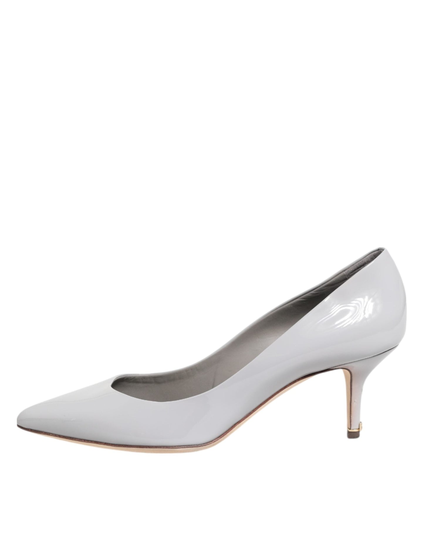 Dolce & Gabbana Light Gray Leather Kitten Heels Pumps Shoes