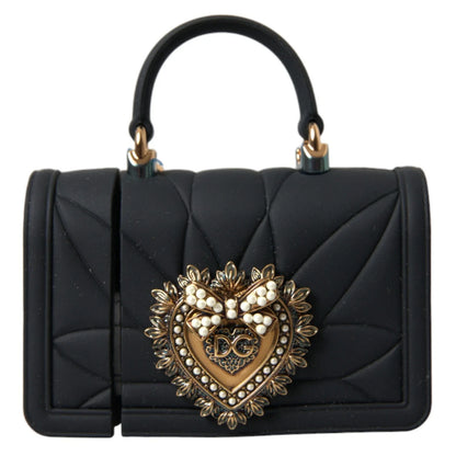 Dolce & Gabbana Case Black Silicone Devotion Heart Cover Hand Bag Airpod