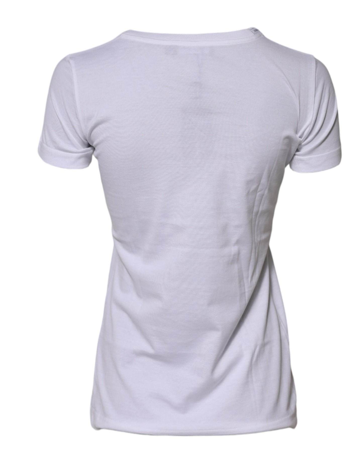 Dolce & Gabbana White Cotton Crew Neck Short Sleeves T-shirt