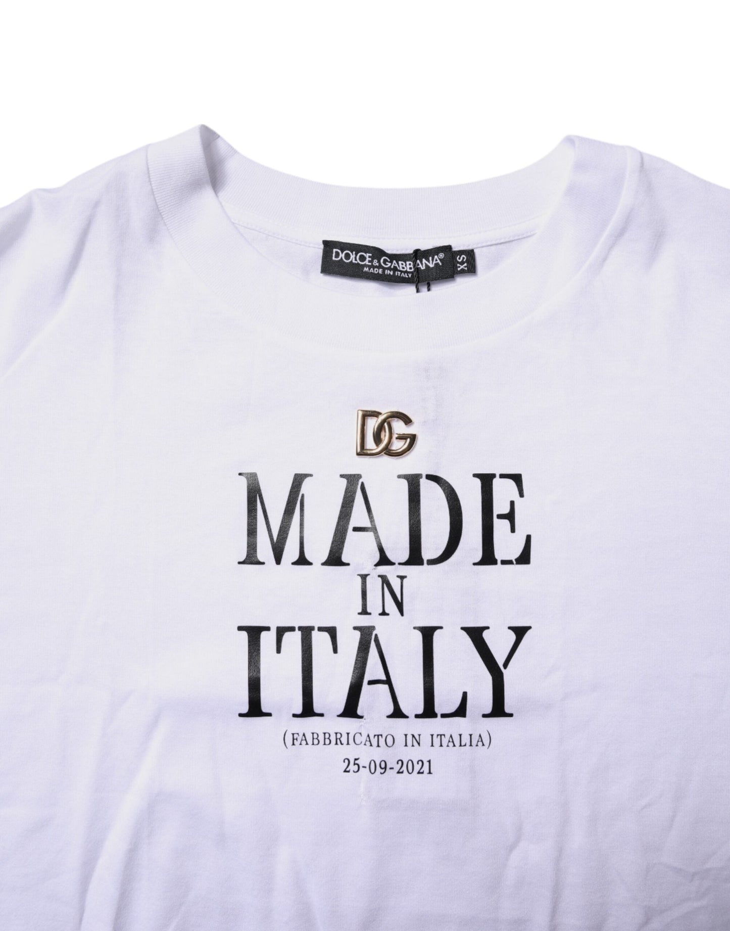 Dolce & Gabbana White Short Sleeves DG Logo Print Top T-shirt