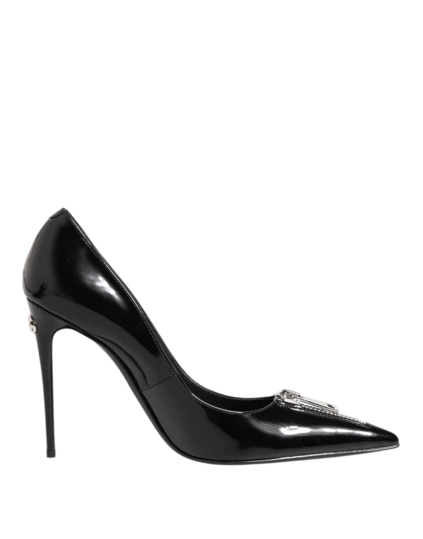 Dolce & Gabbana Black Patent Leather Zipper Heels Pumps Shoes