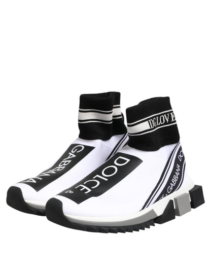 Dolce & Gabbana White Black Sorrento Socks Sneakers Shoes