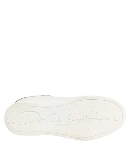 Dolce & Gabbana White Gold Leather Low Top Sneakers Shoes