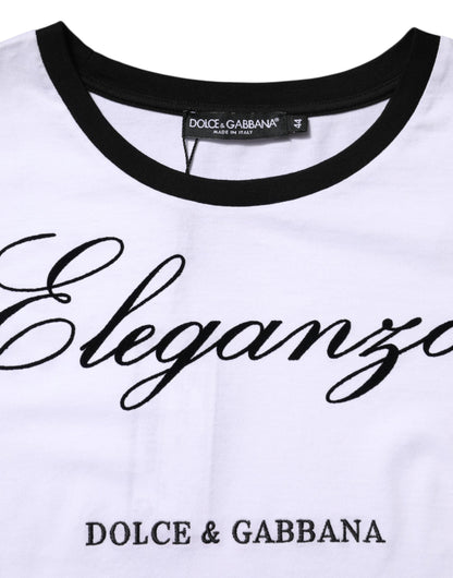 Dolce & Gabbana White Eleganza Cotton Crew Neck Tee T-shirt