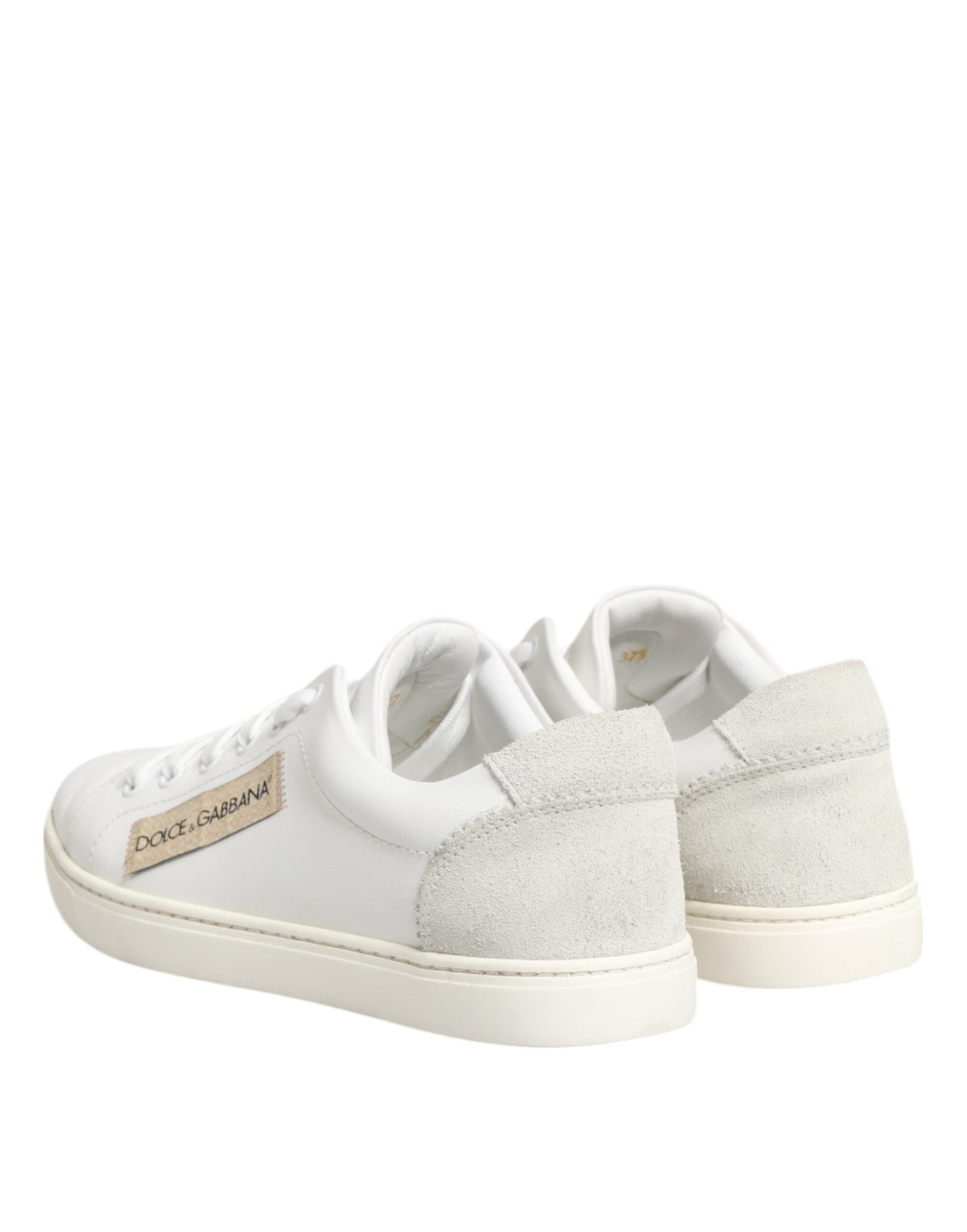 Dolce & Gabbana White Gray Leather Low Top Sneakers Shoes