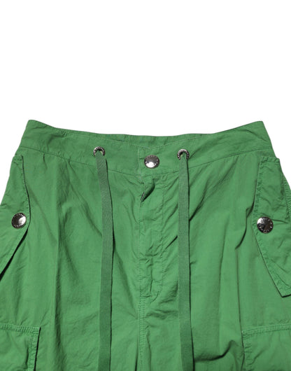 Dolce & Gabbana Green Cotton High Waist Cargo Trouser Pants