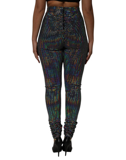 Dolce & Gabbana Multicolor Sequined Leggings Trouser Pants