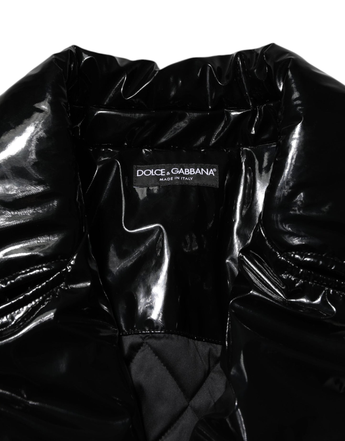 Dolce & Gabbana Black Polyester Quilted Puffer Coat Jacket