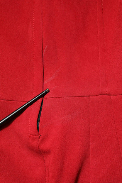 Dolce & Gabbana Red Viscose Stretch Slit Sheath Midi Dress