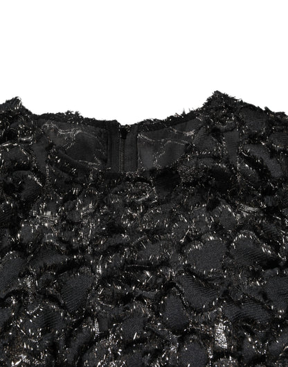 Dolce & Gabbana Black Sequin Bouclé Tweed Sheath Dress