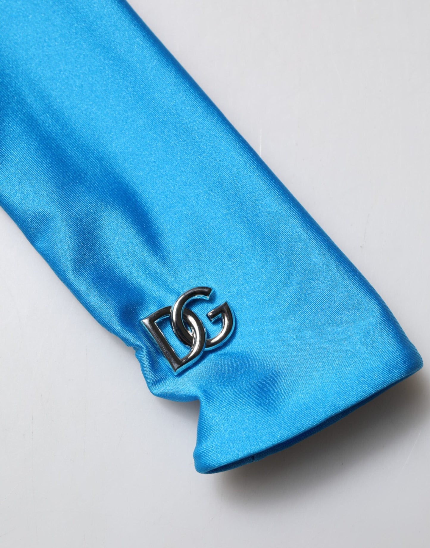 Dolce & Gabbana Blue Nylon Turtleneck Bodycon Jumpsuit  Dress