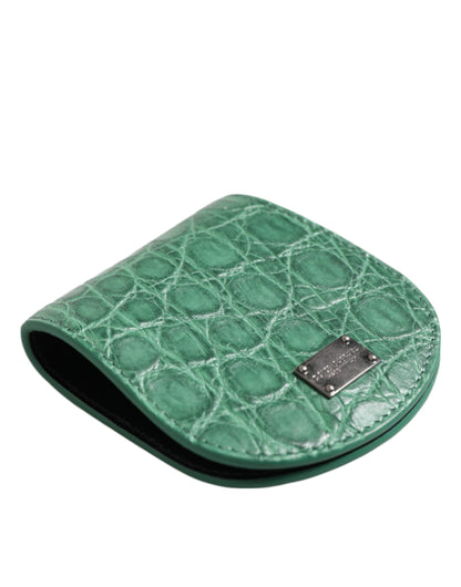 Dolce & Gabbana Green Exotic Skin Coin Condom Case Holder Pocket Wallet
