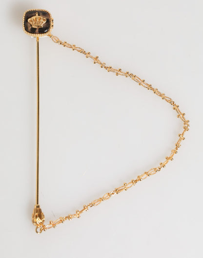Dolce & Gabbana DG Crown Gold Chain Mens Accessories Brooch Lapel Pin