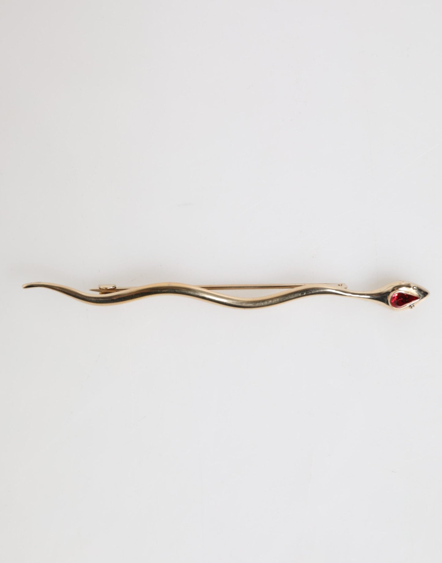 Dolce & Gabbana Gold Brass Red Crystal Spilla Serpente Mens Brooch Pin