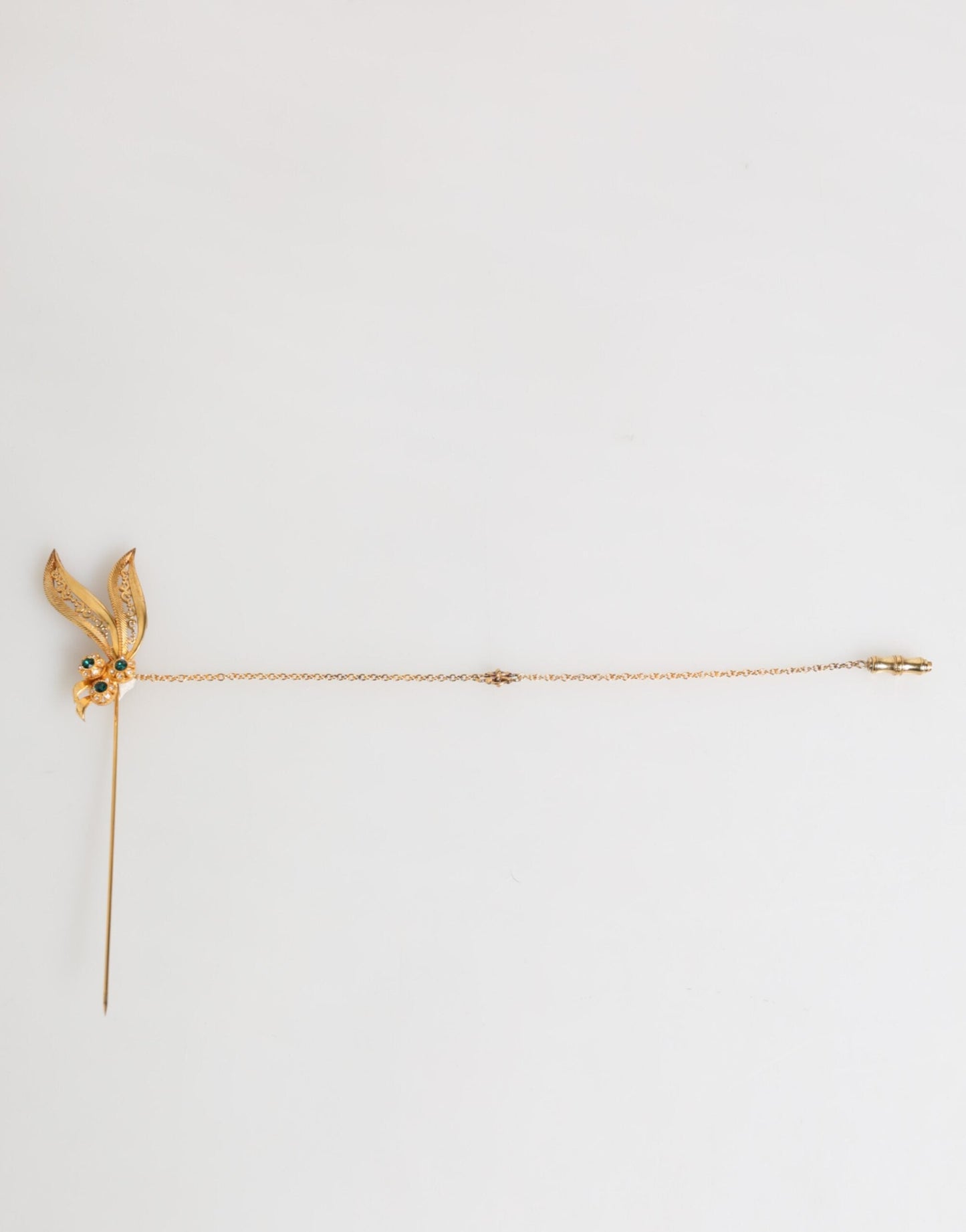 Dolce & Gabbana Gold Tone 925 Sterling Silver Crystal Chain Pin Brooch