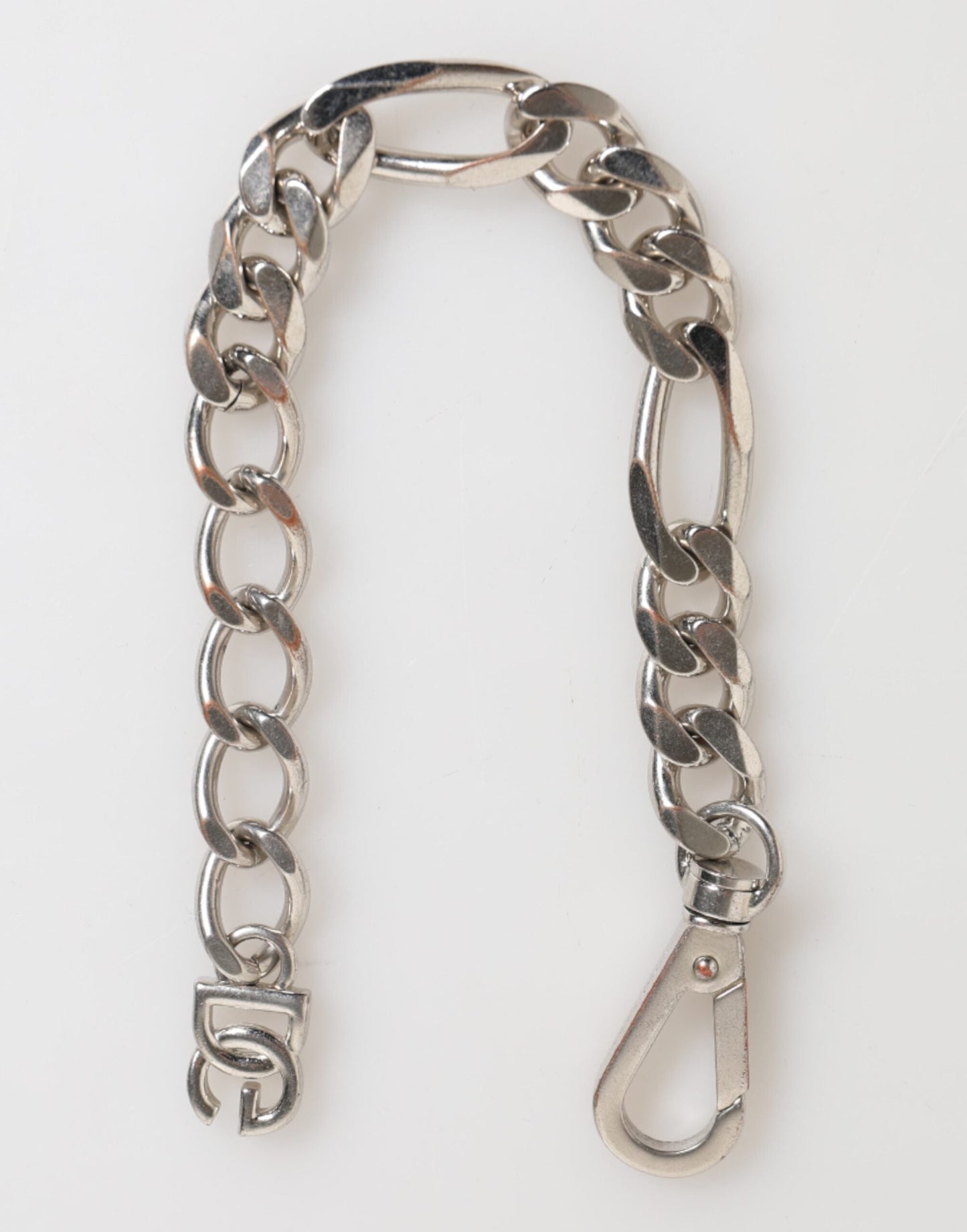 Dolce & Gabbana Silver Tone Brass Chain Lobster Clasp DG Logo Bracelet