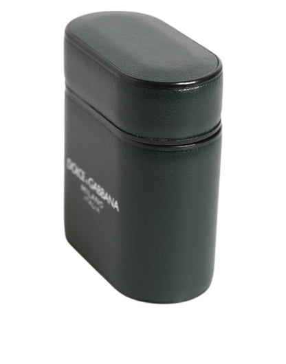 Dolce & Gabbana Black Leather Logo Print Flip Holder Men Airpods Case