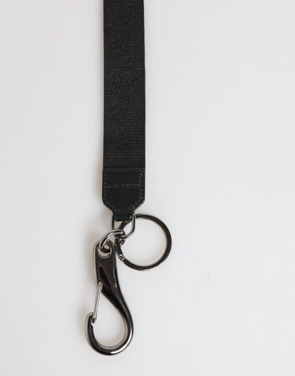 Dolce & Gabbana Black Yellow Polyester DG Logo Silver Keychain Keyring