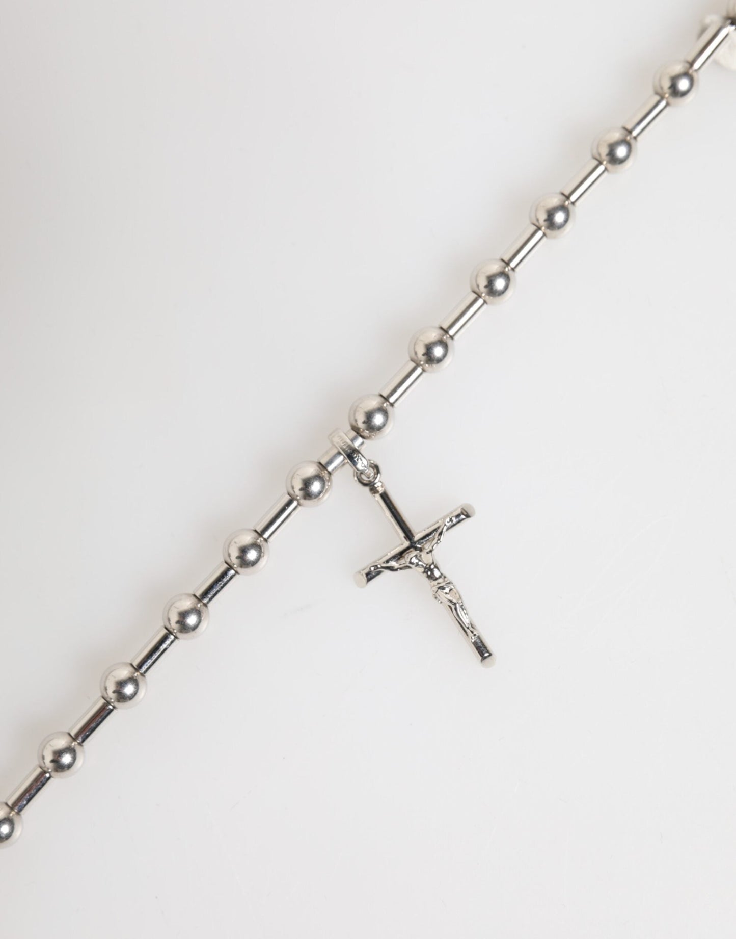 Dolce & Gabbana Silver Tone Brass Chain Religious Cross Pendant Necklace