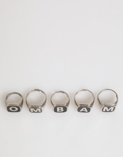 Dolce & Gabbana Silver Tone Brass Lettering Set 5 Pieces Adjustable Ring