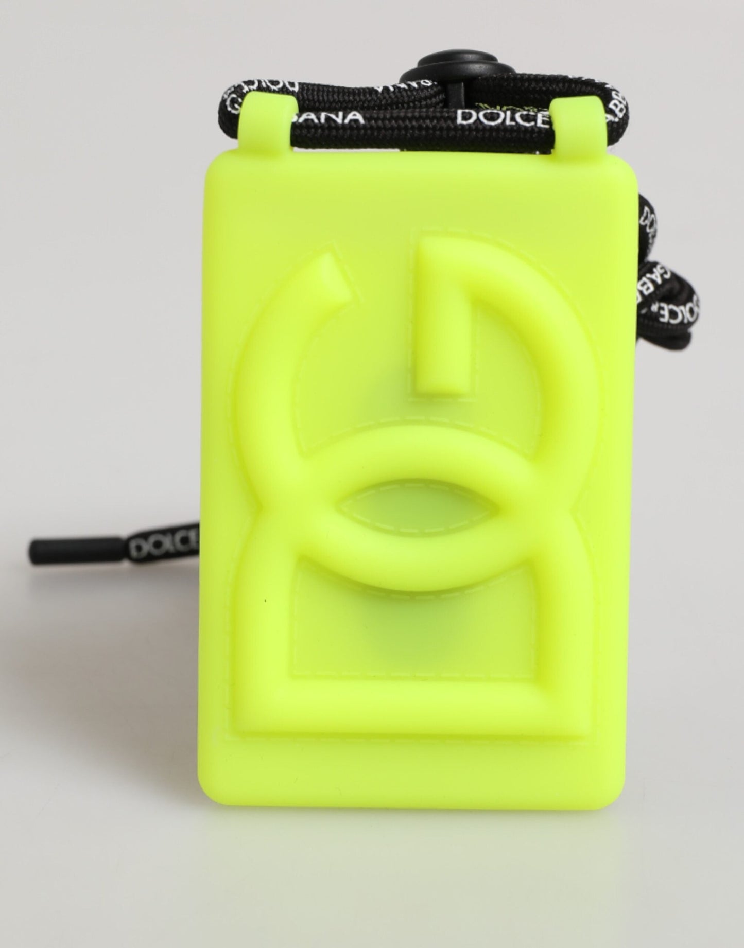 Dolce & Gabbana Yellow Green Rubber DG Embossed Adjustable Badge Holder
