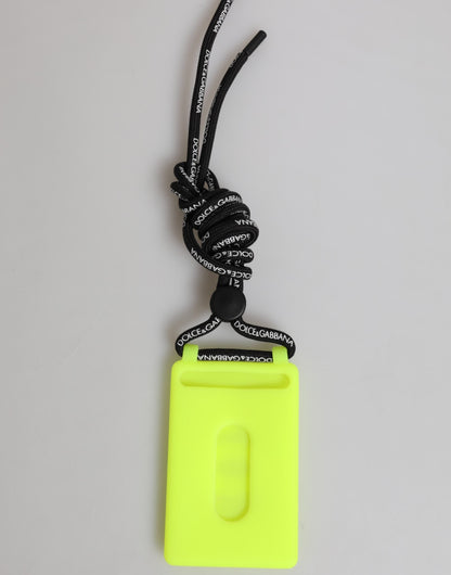 Dolce & Gabbana Yellow Green Rubber DG Embossed Adjustable Badge Holder