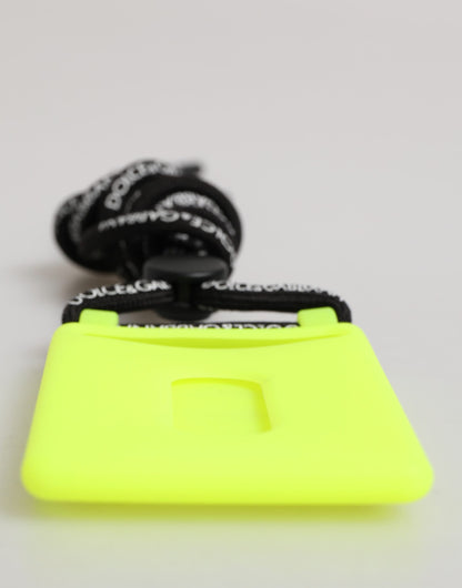 Dolce & Gabbana Yellow Green Rubber DG Embossed Adjustable Badge Holder