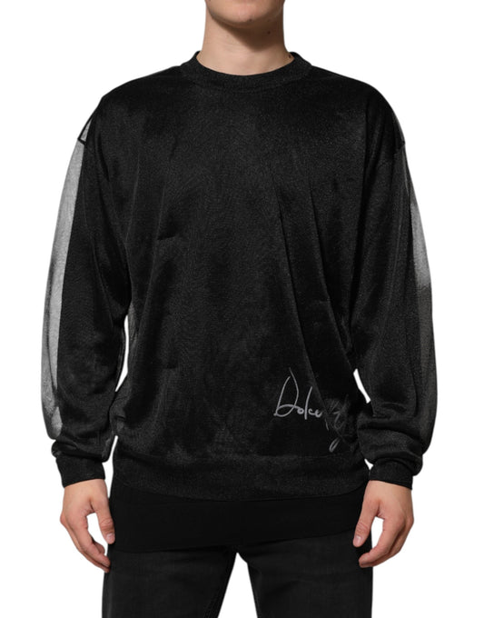 Dolce & Gabbana Black Polyester Pullover Sweatshirt Sweater