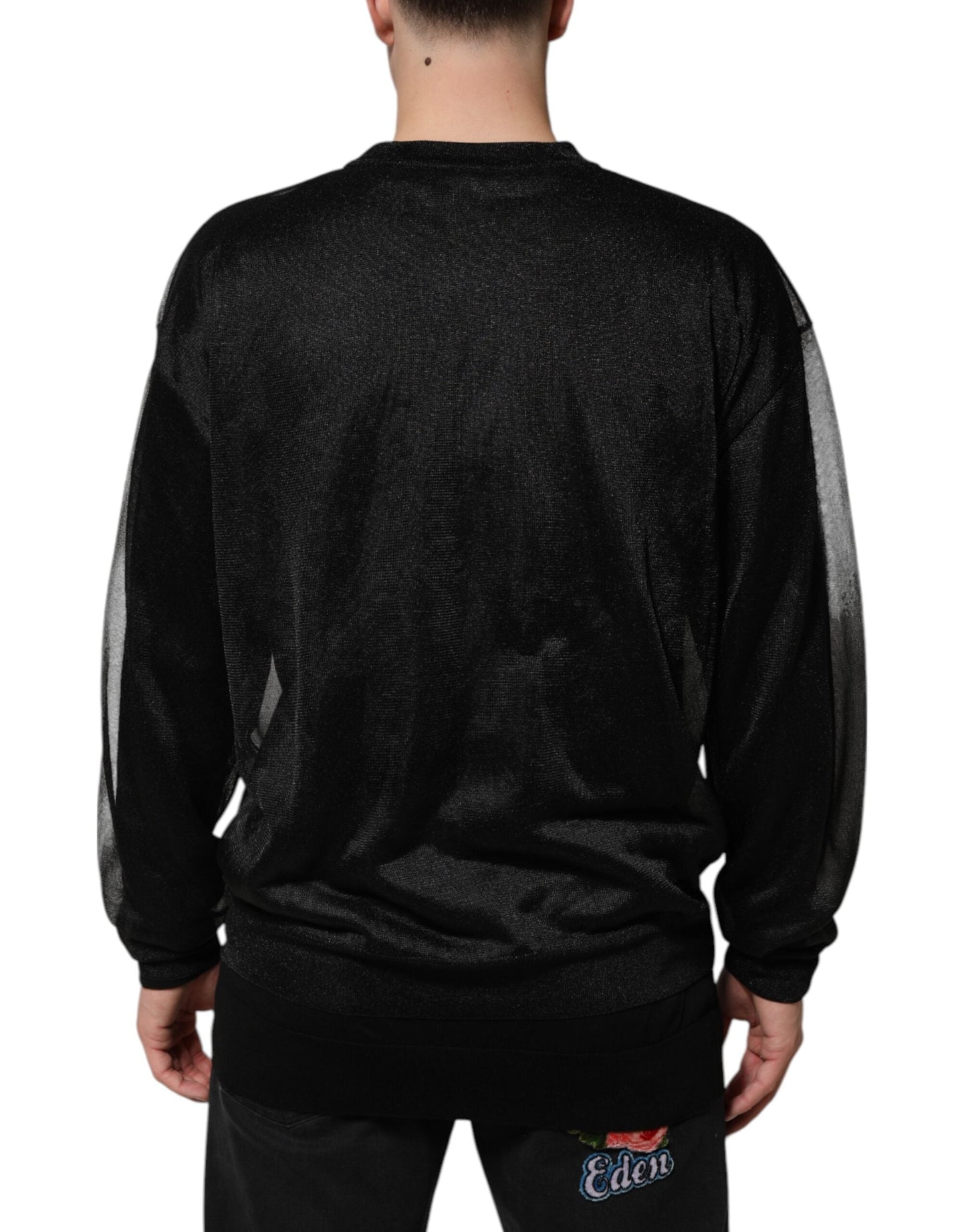 Dolce & Gabbana Black Polyester Pullover Sweatshirt Sweater