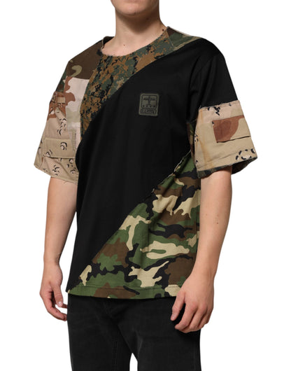 Dolce & Gabbana Multicolor Patchwork Cotton CrewNeck  T-shirt