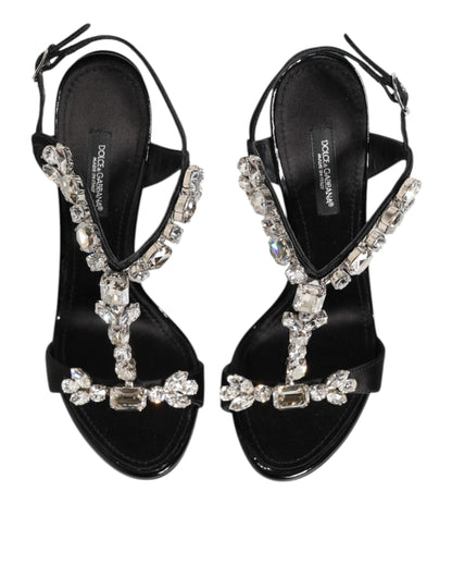 Dolce & Gabbana Black Keira Crystals Heels Sandals Shoes